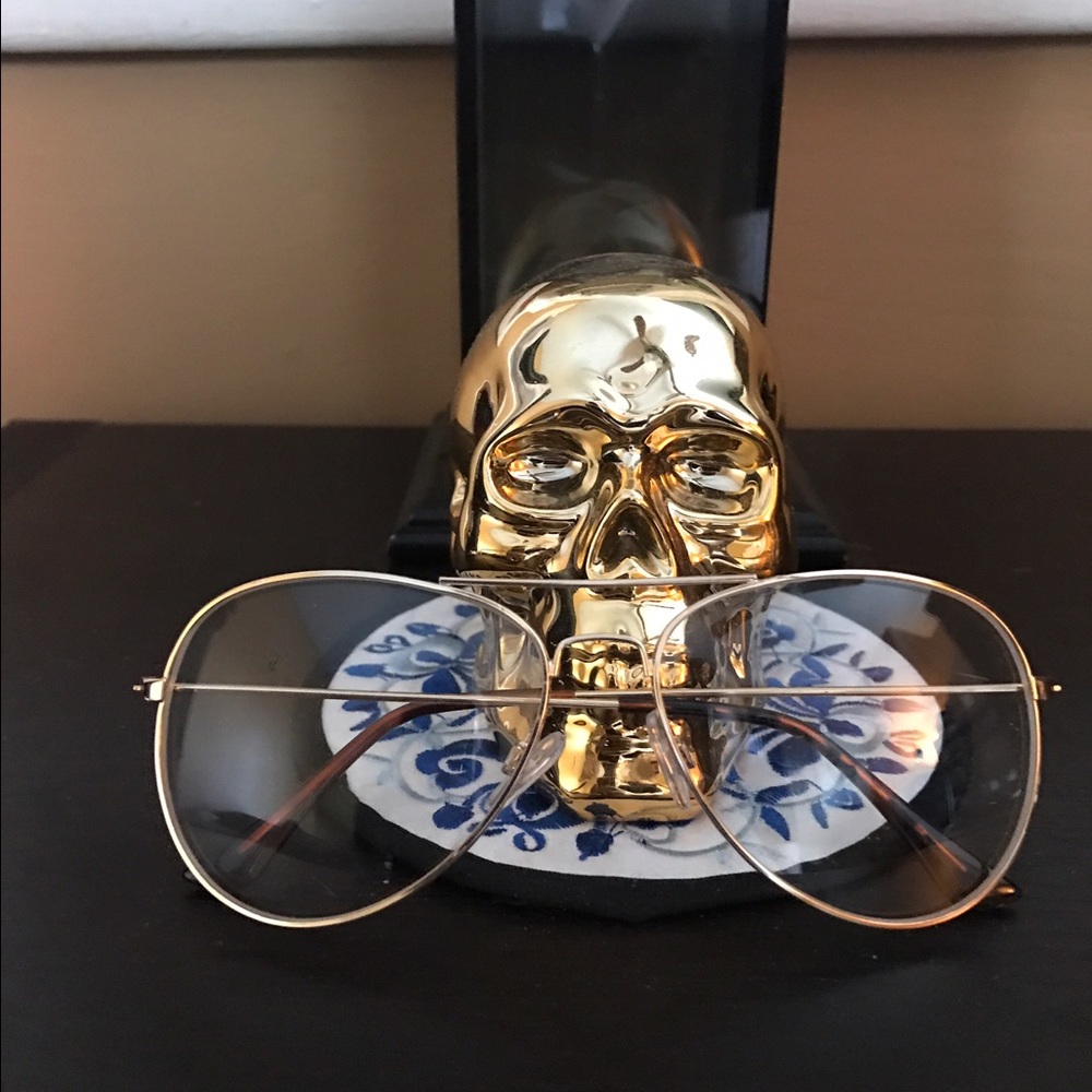 Clear Gold Framed Aviator Glasses
